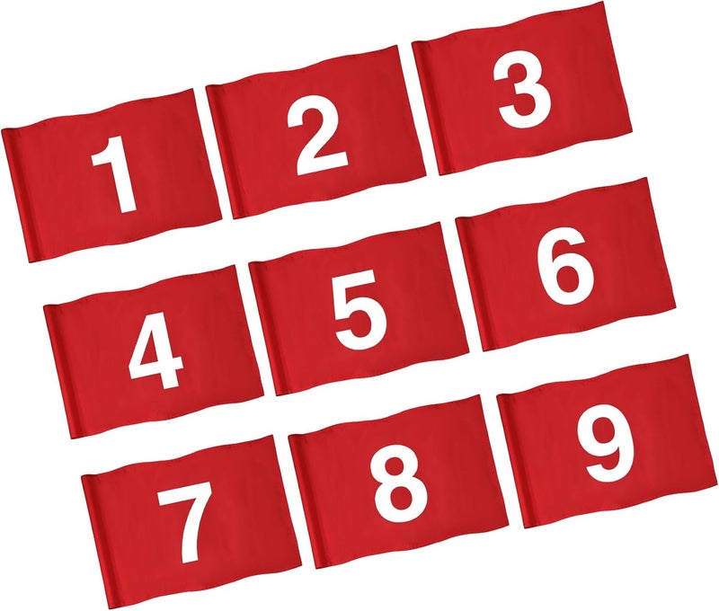 KINGTOP Numbered Golf Flag 20x14 Inch - 420D Dual-layer Nylon, Double Sided Printed, Tube Inserted - Standard Putting Green Flags for Backyard Practice, Golf Courses, Country Club, #1-9 - Image 1